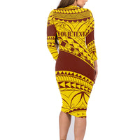 Personalised Samoa College Family Matching Long Sleeve Bodycon Dress and Hawaiian Shirt Samoan Pattern LT14 - Polynesian Pride