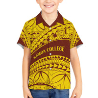 Personalised Samoa College Family Matching Off Shoulder Maxi Dress and Hawaiian Shirt Samoan Pattern LT14 Son's Shirt Gold - Polynesian Pride