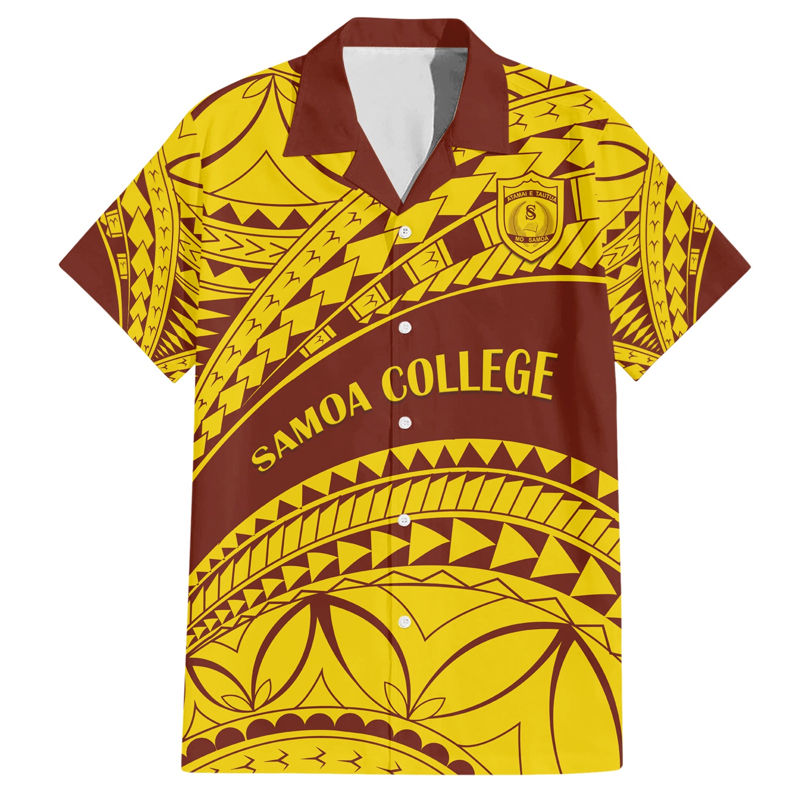 Personalised Samoa College Hawaiian Shirt Samoan Pattern LT14 Gold - Polynesian Pride