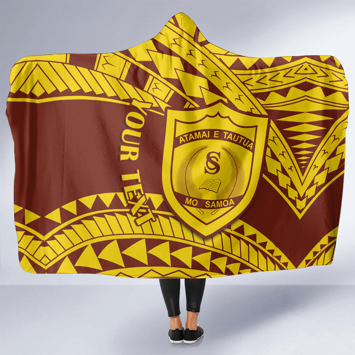 Personalised Samoa College Hooded Blanket Samoan Pattern LT14 - Polynesian Pride