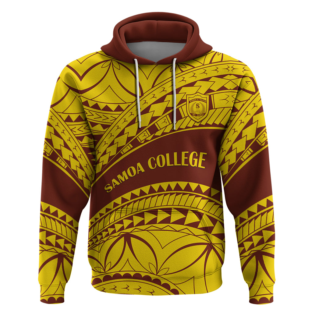 Personalised Samoa College Hoodie Samoan Pattern LT14 Gold - Polynesian Pride