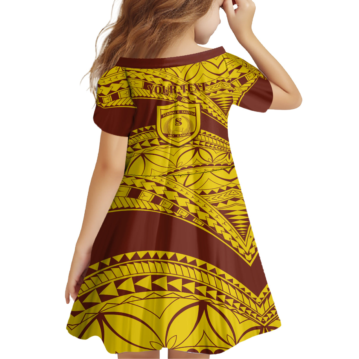 Personalised Samoa College Kid Short Sleeve Dress Samoan Pattern LT14 - Polynesian Pride