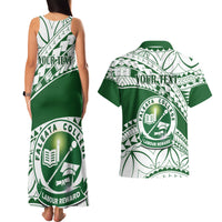 Personalised Samoa Faleata College Couples Matching Tank Maxi Dress and Hawaiian Shirt Samoan Pattern LT14 - Polynesian Pride
