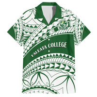 Personalised Samoa Faleata College Family Matching Long Sleeve Bodycon Dress and Hawaiian Shirt Samoan Pattern LT14 Dad's Shirt - Short Sleeve Green - Polynesian Pride