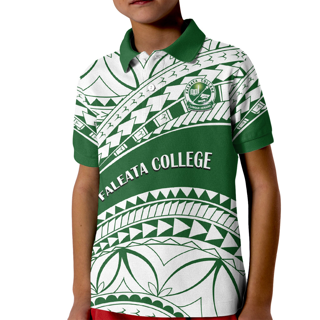 Personalised Samoa Faleata College Kid Polo Shirt Samoan Pattern LT14 Kid Green - Polynesian Pride