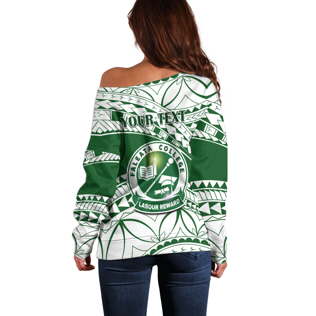 Personalised Samoa Faleata College Off Shoulder Sweater Samoan Pattern LT14 - Polynesian Pride