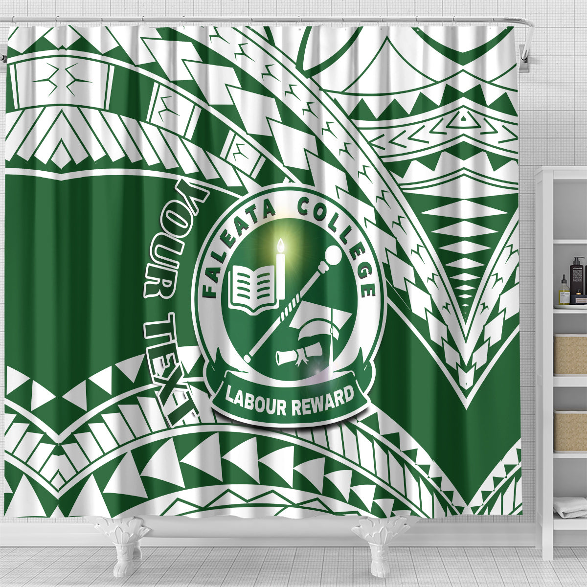 Personalised Samoa Faleata College Shower Curtain Samoan Pattern LT14 - Polynesian Pride