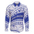 Personalised Samoa Safata College Family Matching Puletasi Dress and Hawaiian Shirt Samoan Pattern LT14 Dad's Shirt - Long Sleeve Blue - Polynesian Pride