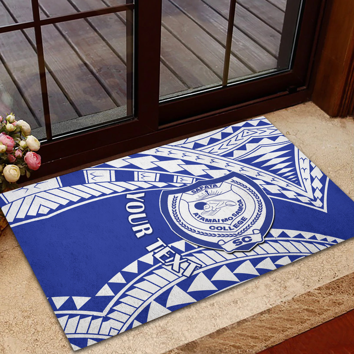Personalised Samoa Safata College Rubber Doormat Samoan Pattern LT14 - Polynesian Pride