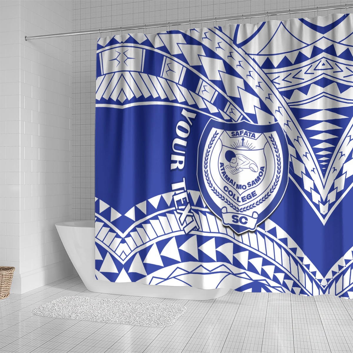 Personalised Samoa Safata College Shower Curtain Samoan Pattern LT14 - Polynesian Pride