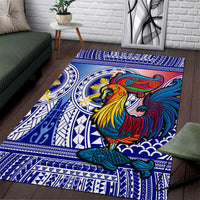 Philippines Area Rug Filipino Sarimanok With Polynesian Tattoo LT14 Blue - Polynesian Pride