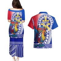 Personalised Philippines Couples Matching Puletasi Dress and Hawaiian Shirt Filipino Sarimanok With Polynesian Tattoo LT14 - Polynesian Pride