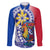Personalised Philippines Family Matching Long Sleeve Bodycon Dress and Hawaiian Shirt Filipino Sarimanok With Polynesian Tattoo LT14 Dad's Shirt - Long Sleeve Blue - Polynesian Pride