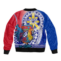 Personalised Philippines Sleeve Zip Bomber Jacket Filipino Sarimanok With Polynesian Tattoo LT14 - Polynesian Pride