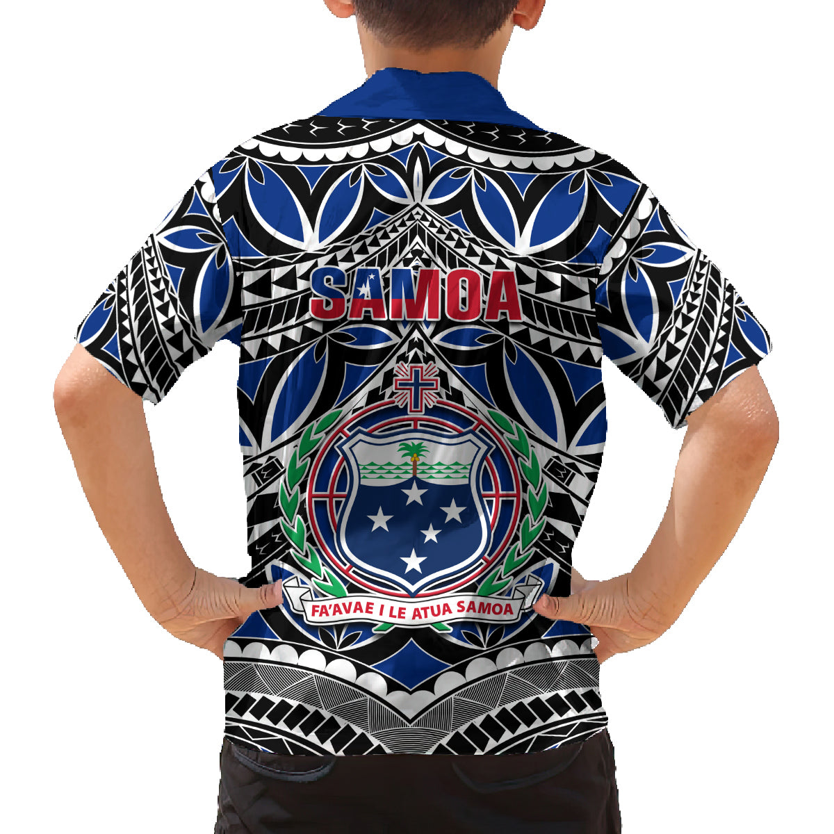 Samoa 685 Family Matching Long Sleeve Bodycon Dress and Hawaiian Shirt Samoan Coat Of Arms Simple Style LT14 - Polynesian Pride