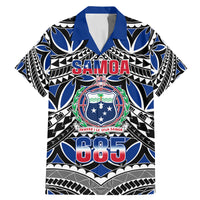 Samoa 685 Family Matching Mermaid Dress and Hawaiian Shirt Samoan Coat Of Arms Simple Style LT14 Dad's Shirt - Short Sleeve Blue - Polynesian Pride
