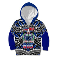 Samoa 685 Kid Hoodie Samoan Coat Of Arms Simple Style LT14 Zip Hoodie Blue - Polynesian Pride