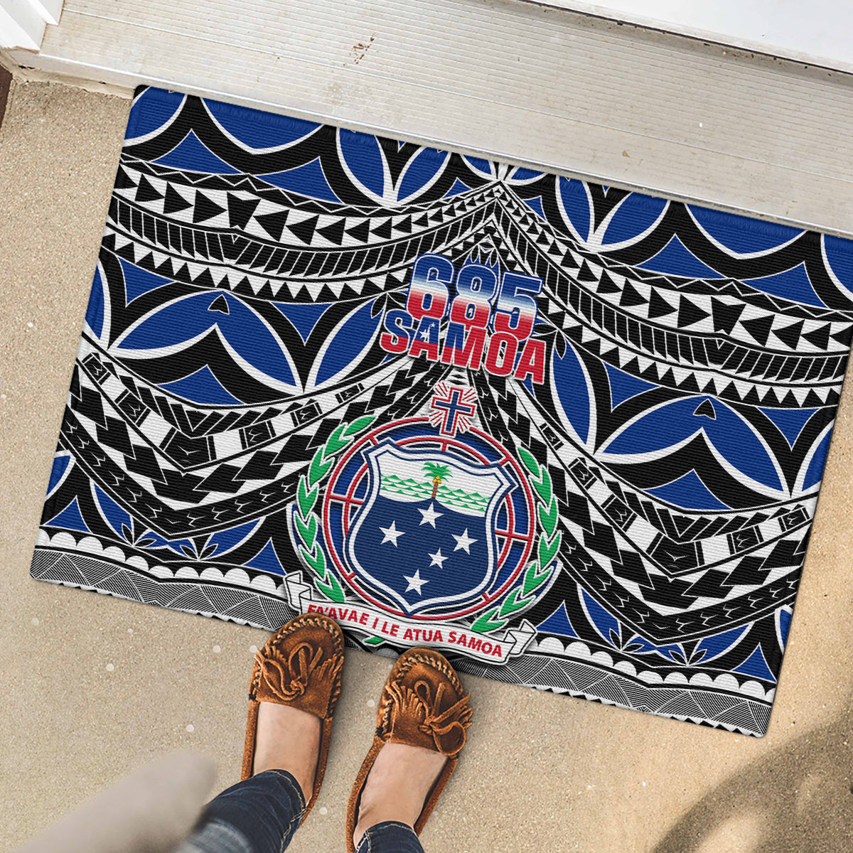 Samoa 685 Rubber Doormat Samoan Coat Of Arms Simple Style LT14 - Polynesian Pride