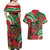 Mele Kalikimaka Hawaii Couples Matching Off Shoulder Maxi Dress and Hawaiian Shirt Mongoose Santa With Ohia Lehua