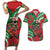 Mele Kalikimaka Hawaii Couples Matching Short Sleeve Bodycon Dress and Hawaiian Shirt Mongoose Santa With Ohia Lehua