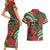 Mele Kalikimaka Hawaii Couples Matching Short Sleeve Bodycon Dress and Hawaiian Shirt Mongoose Santa With Ohia Lehua