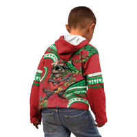 Mele Kalikimaka Hawaii Kid Hoodie Mongoose Santa With Ohia Lehua