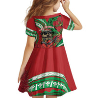 Mele Kalikimaka Hawaii Kid Short Sleeve Dress Mongoose Santa With Ohia Lehua LT14 - Polynesian Pride