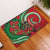 Mele Kalikimaka Hawaii Rubber Doormat Mongoose Santa With Ohia Lehua