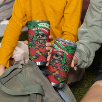 Mele Kalikimaka Hawaii Tumbler Cup Mongoose Santa With Ohia Lehua