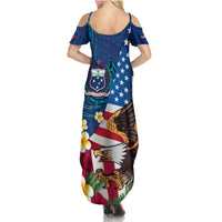 United States And Samoa Family Matching Summer Maxi Dress and Hawaiian Shirt USA Flag Eagle Mix Samoan Coat Of Arms LT14 - Polynesian Pride