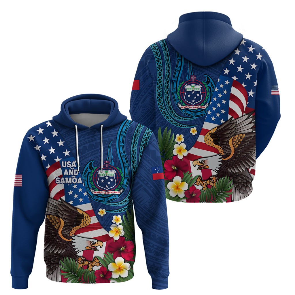 United States And Samoa Hoodie USA Flag Eagle Mix Samoan Coat Of Arms LT14 - Polynesian Pride