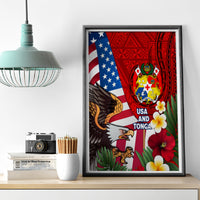 United States And Tonga Canvas Wall Art USA Flag Eagle Mix Tongan Coat Of Arms Ngatu Pattern LT14 - Polynesian Pride