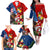 United States And Tonga Family Matching Off Shoulder Long Sleeve Dress and Hawaiian Shirt USA Flag Eagle Mix Tongan Coat Of Arms Ngatu Pattern LT14 - Polynesian Pride