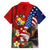 United States And Tonga Family Matching Off Shoulder Short Dress and Hawaiian Shirt USA Flag Eagle Mix Tongan Coat Of Arms Ngatu Pattern LT14 - Polynesian Pride