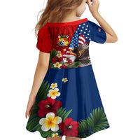 United States And Tonga Family Matching Puletasi Dress and Hawaiian Shirt USA Flag Eagle Mix Tongan Coat Of Arms Ngatu Pattern LT14 - Polynesian Pride