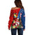 United States And Tonga Off Shoulder Sweater USA Flag Eagle Mix Tongan Coat Of Arms Ngatu Pattern LT14 - Polynesian Pride