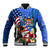 United States And Fiji Baseball Jacket USA Flag Eagle Mix Fijian Coat Of Arms Tapa Pattern LT14 Unisex Blue - Polynesian Pride