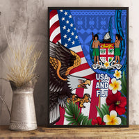 United States And Fiji Canvas Wall Art USA Flag Eagle Mix Fijian Coat Of Arms Tapa Pattern LT14 - Polynesian Pride