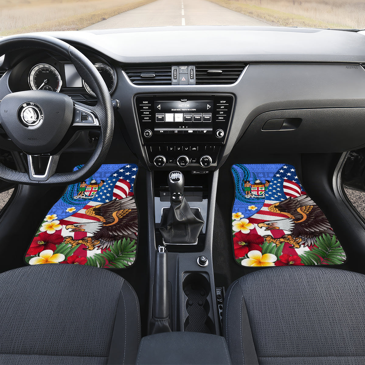United States And Fiji Car Mats USA Flag Eagle Mix Fijian Coat Of Arms Tapa Pattern LT14 - Polynesian Pride