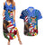United States And Fiji Couples Matching Summer Maxi Dress and Hawaiian Shirt USA Flag Eagle Mix Fijian Coat Of Arms Tapa Pattern LT14 Blue - Polynesian Pride