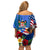 United States And Fiji Off Shoulder Short Dress USA Flag Eagle Mix Fijian Coat Of Arms Tapa Pattern LT14 - Polynesian Pride