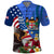 United States And Fiji Polo Shirt USA Flag Eagle Mix Fijian Coat Of Arms Tapa Pattern LT14 Blue - Polynesian Pride