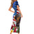 United States And Fiji Short Sleeve Bodycon Dress USA Flag Eagle Mix Fijian Coat Of Arms Tapa Pattern LT14 - Polynesian Pride