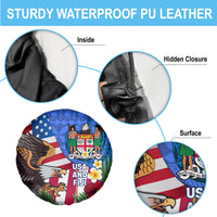United States And Fiji Spare Tire Cover USA Flag Eagle Mix Fijian Coat Of Arms Tapa Pattern LT14 - Polynesian Pride