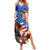 United States And Fiji Summer Maxi Dress USA Flag Eagle Mix Fijian Coat Of Arms Tapa Pattern LT14 Women Blue - Polynesian Pride