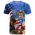 United States And Fiji T Shirt USA Flag Eagle Mix Fijian Coat Of Arms Tapa Pattern LT14 Blue - Polynesian Pride