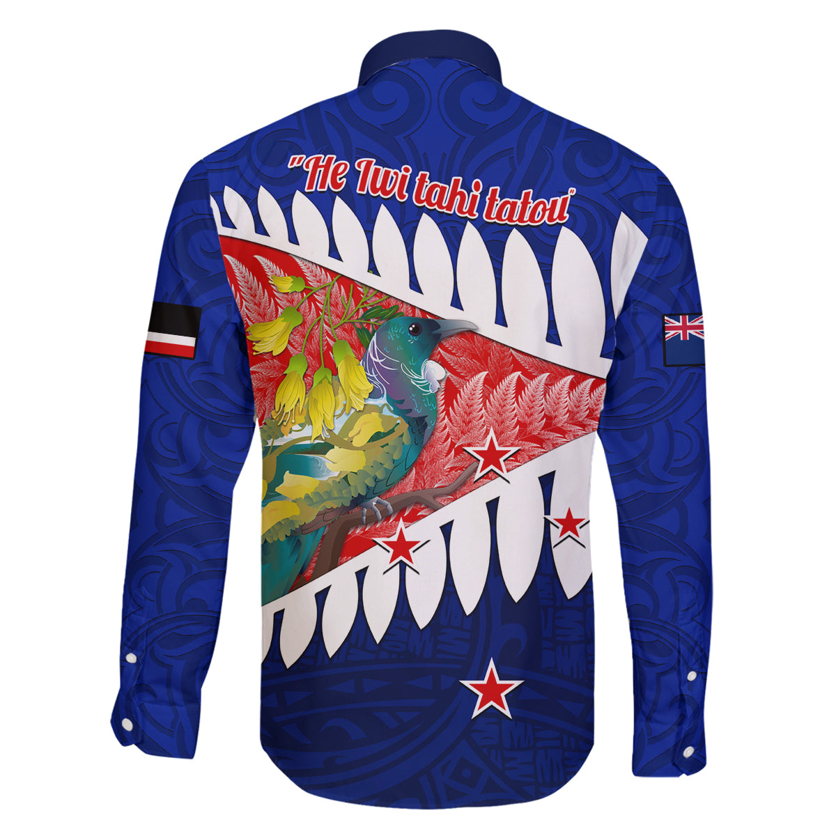 New Zealand Waitangi Day Family Matching Off Shoulder Short Dress and Hawaiian Shirt NZ Maori Tui Bird With Kowhai Flowers LT14 - Polynesian Pride