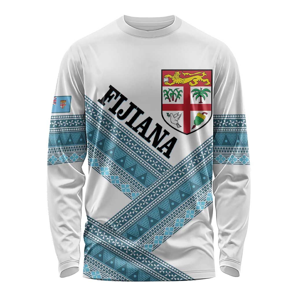 Custom Fiji Tapa Rugby 2025 Long Sleeve Shirt Go Champions Fijiana