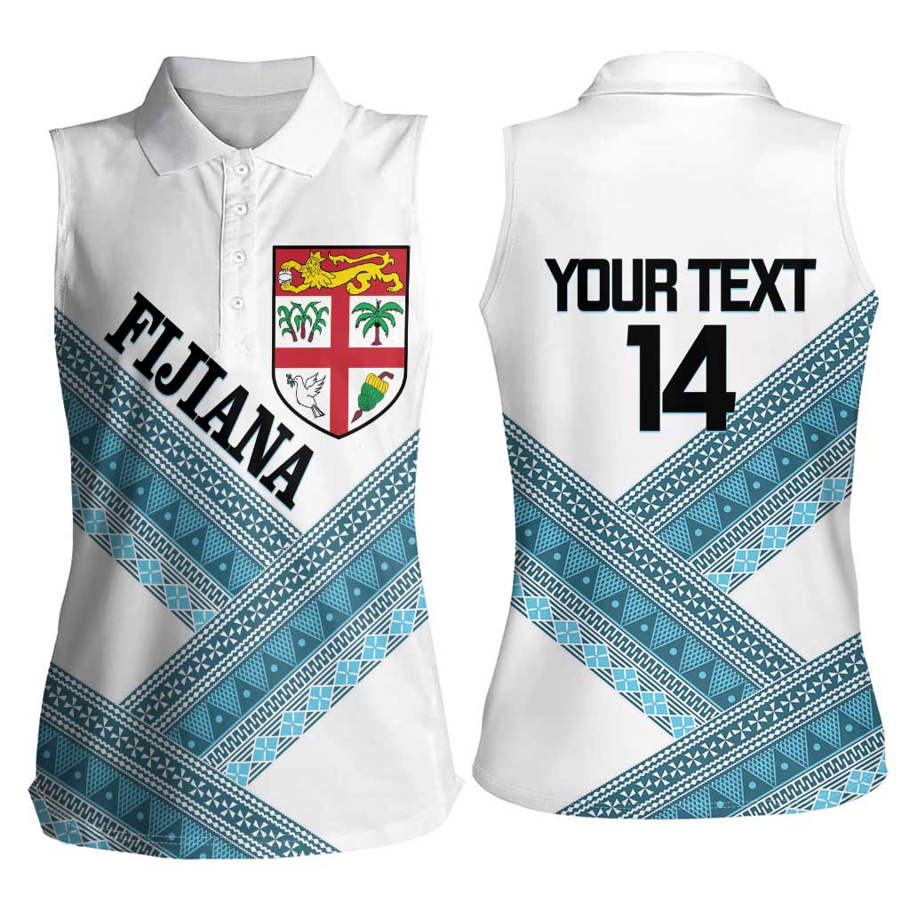 Custom Fiji Tapa Rugby 2025 Women Sleeveless Polo Shirt Go Champions Fijiana