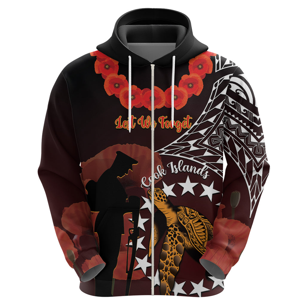 Cook Islands ANZAC Day Hoodie Poppies With Sea Turtle LT14 - Polynesian Pride